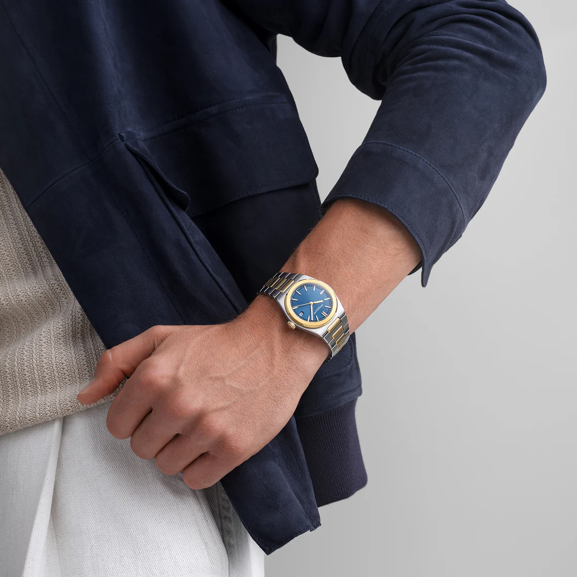 A.R.T Blue Dial Watch in Two Tone Stainless Steel