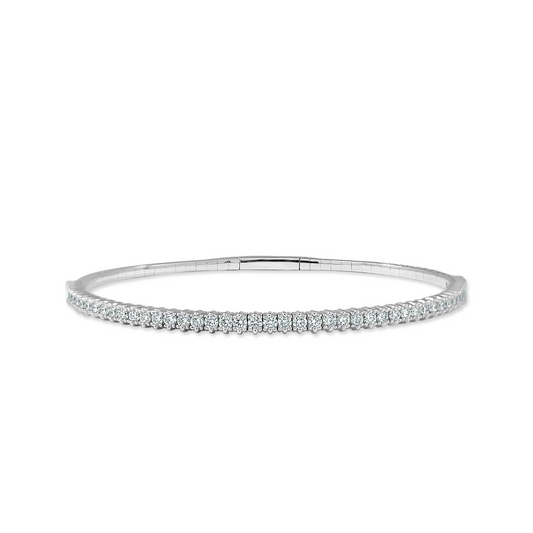 Diamond Half Eternity Flexible Bangle in 14K White Gold