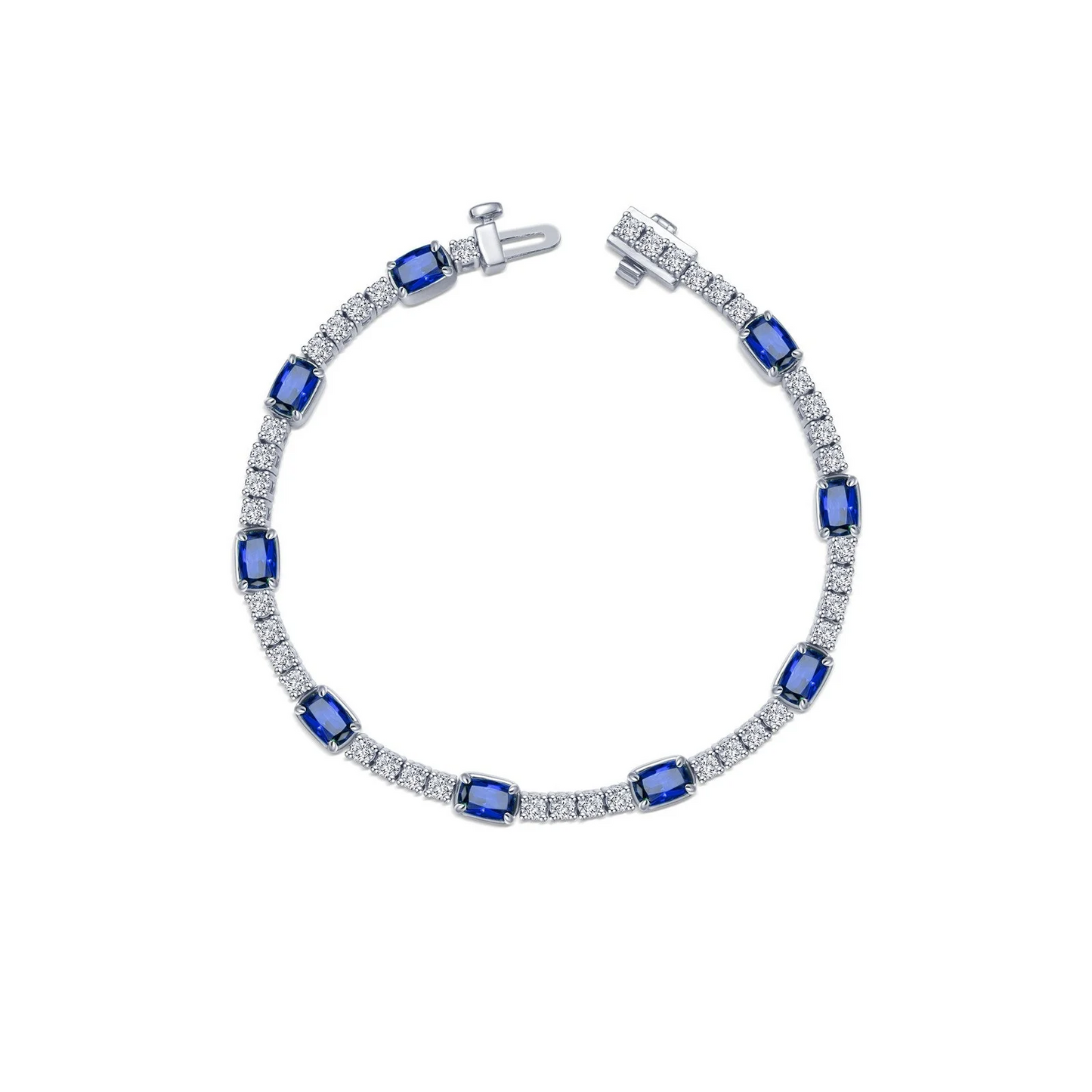 Regal Cushion Grown Sapphire Bracelet in Sterling Silver