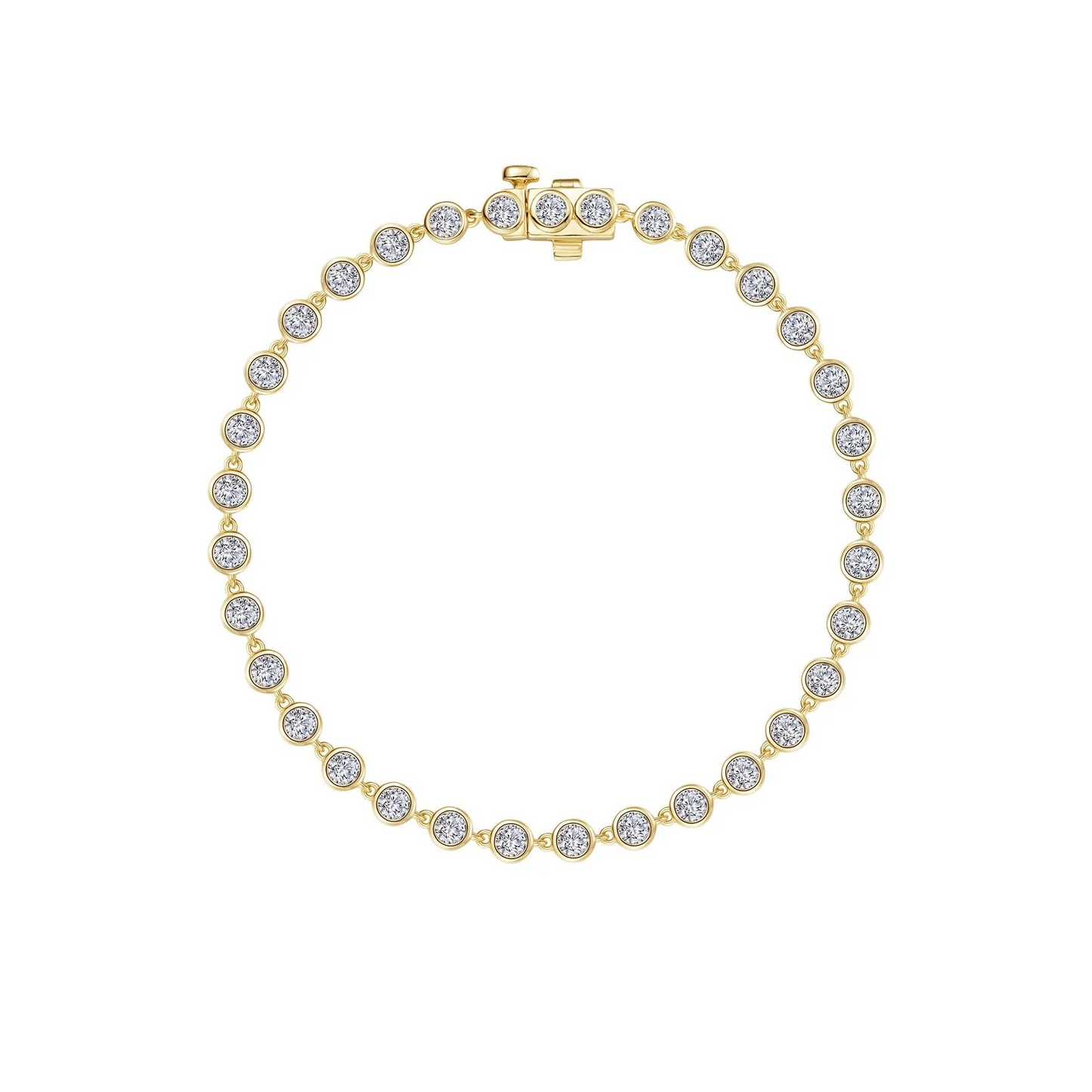 Bezel Link Bracelet in Gold Plated Sterling Silver