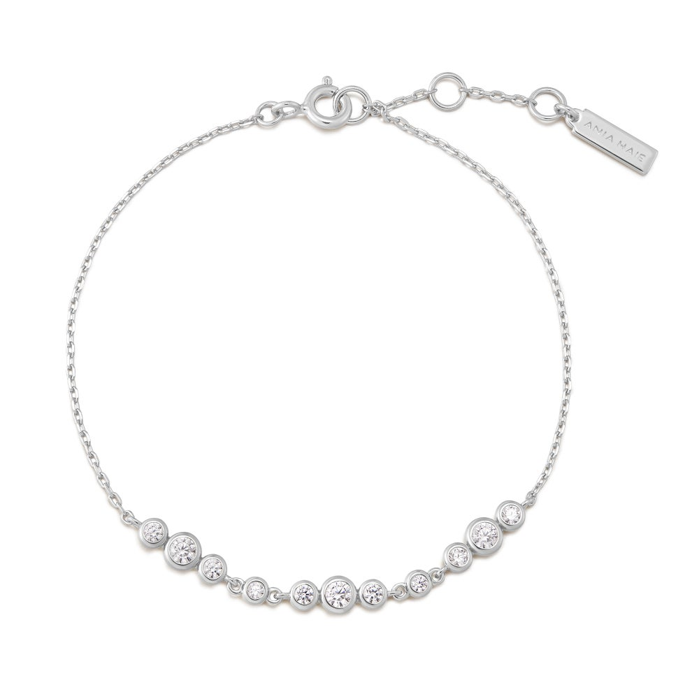 Graduated Bezel-Set Trios Bracelet in Sterling Silver
