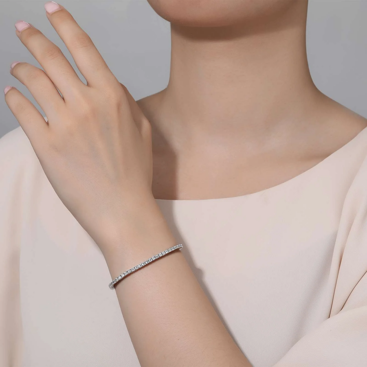 Classic Simulated Tennis Bracelet in Sterling Silver