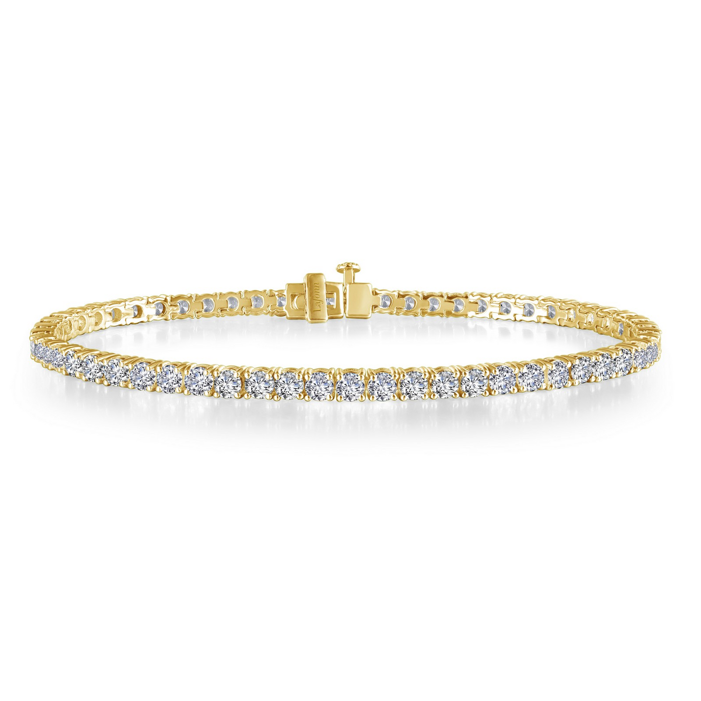 Classic Large Simulated Tennis Bracelet in Gold Plated Sterling Silver