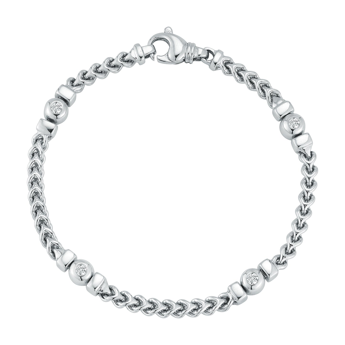 Diamond Bezel Station Bracelet in 14K White Gold