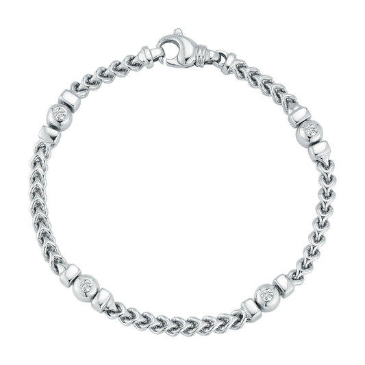 Diamond Bezel Station Bracelet in 14K White Gold