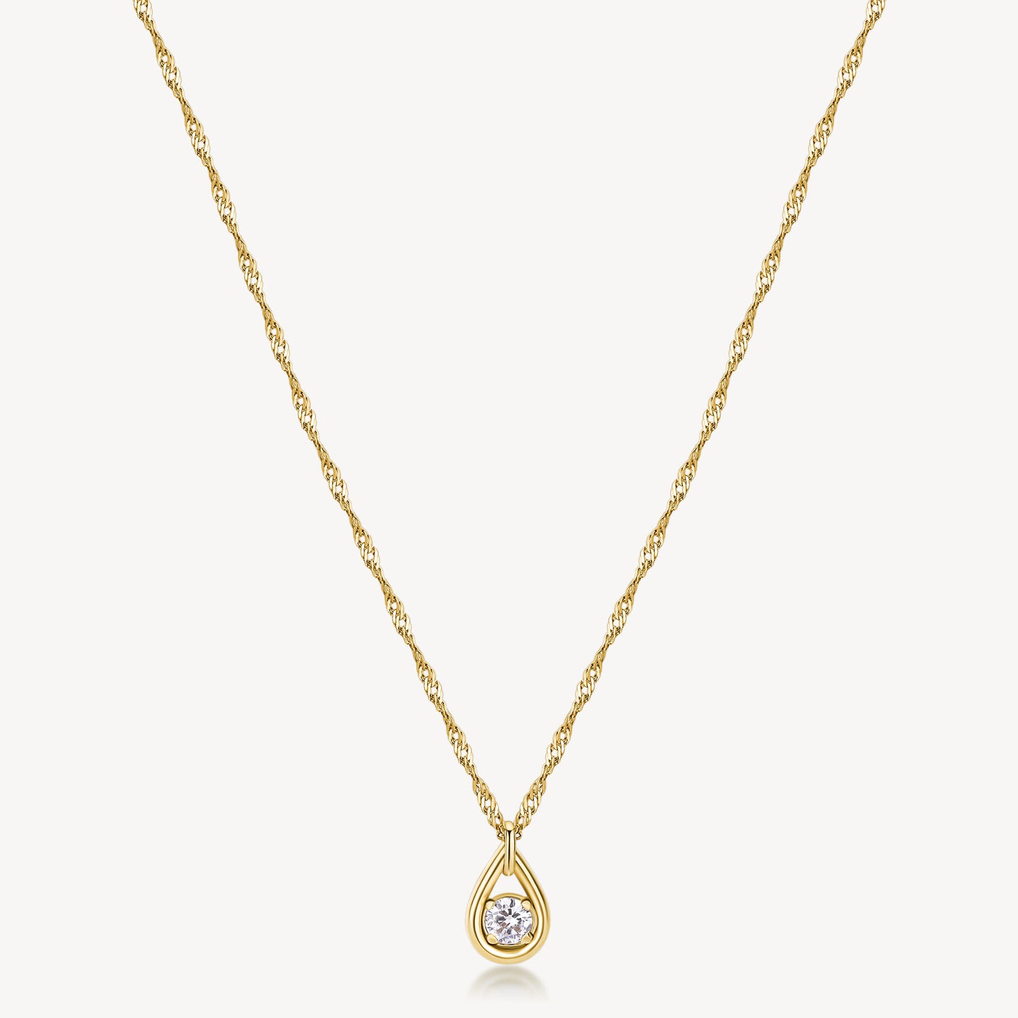 Cubic Zirconia Pendant Necklace in Gold Plated Stainless Steel