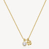 Clover and Crystal Charm Necklace in Gold Plated Stainless Steel
