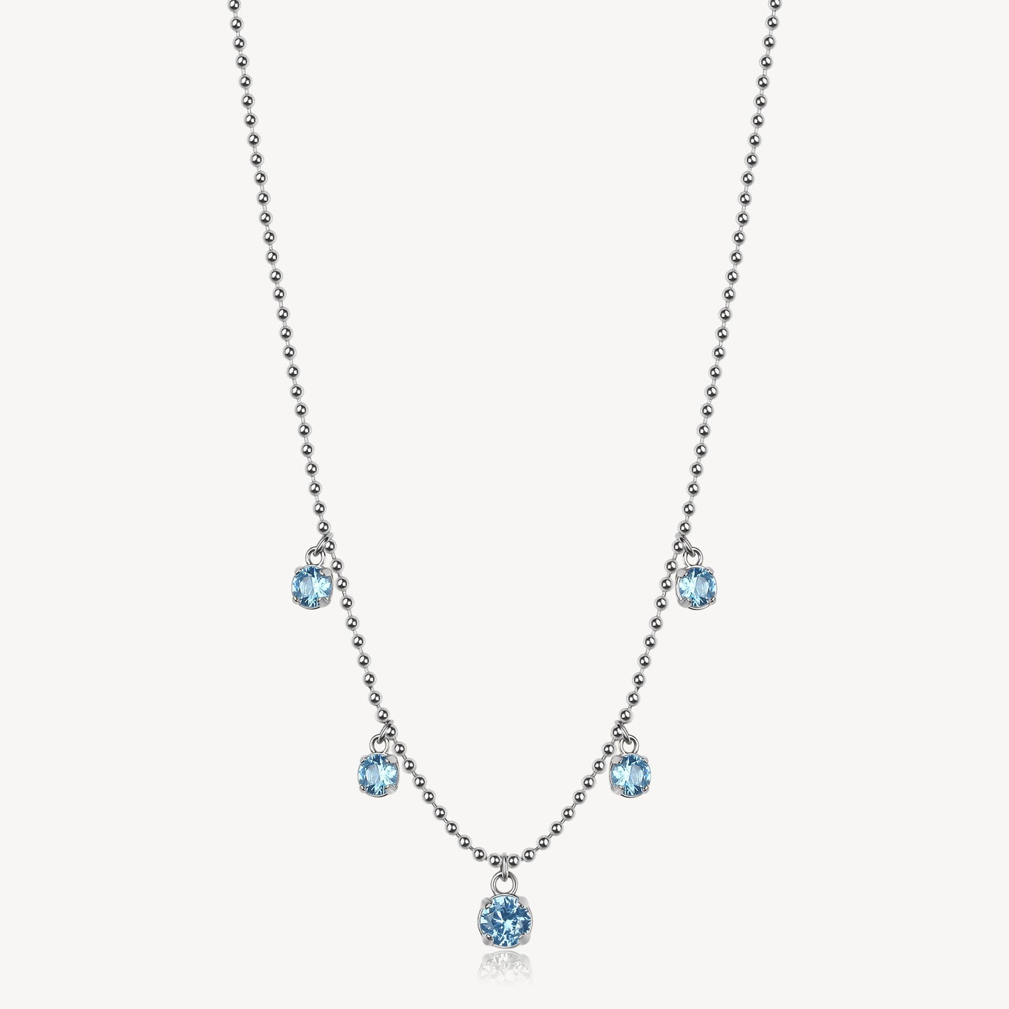 Colored Cubic Zirconia Drops Necklace in Stainless Steel