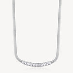 Crystal Herringbone Bib Necklace in Stainless Steel