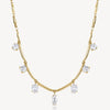 Seven-Stone Cubic Zirconia Station Necklace in Gold Plated Stainless Steel