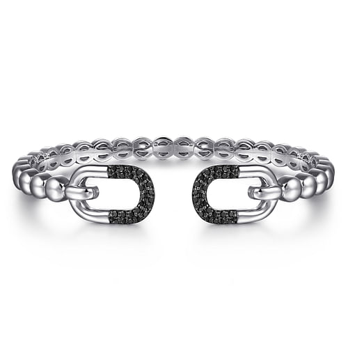 Black Spinel Bangle Bracelet in Sterling Silver