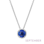 Lab Sapphire Birthstone Necklace in Sterling Silver