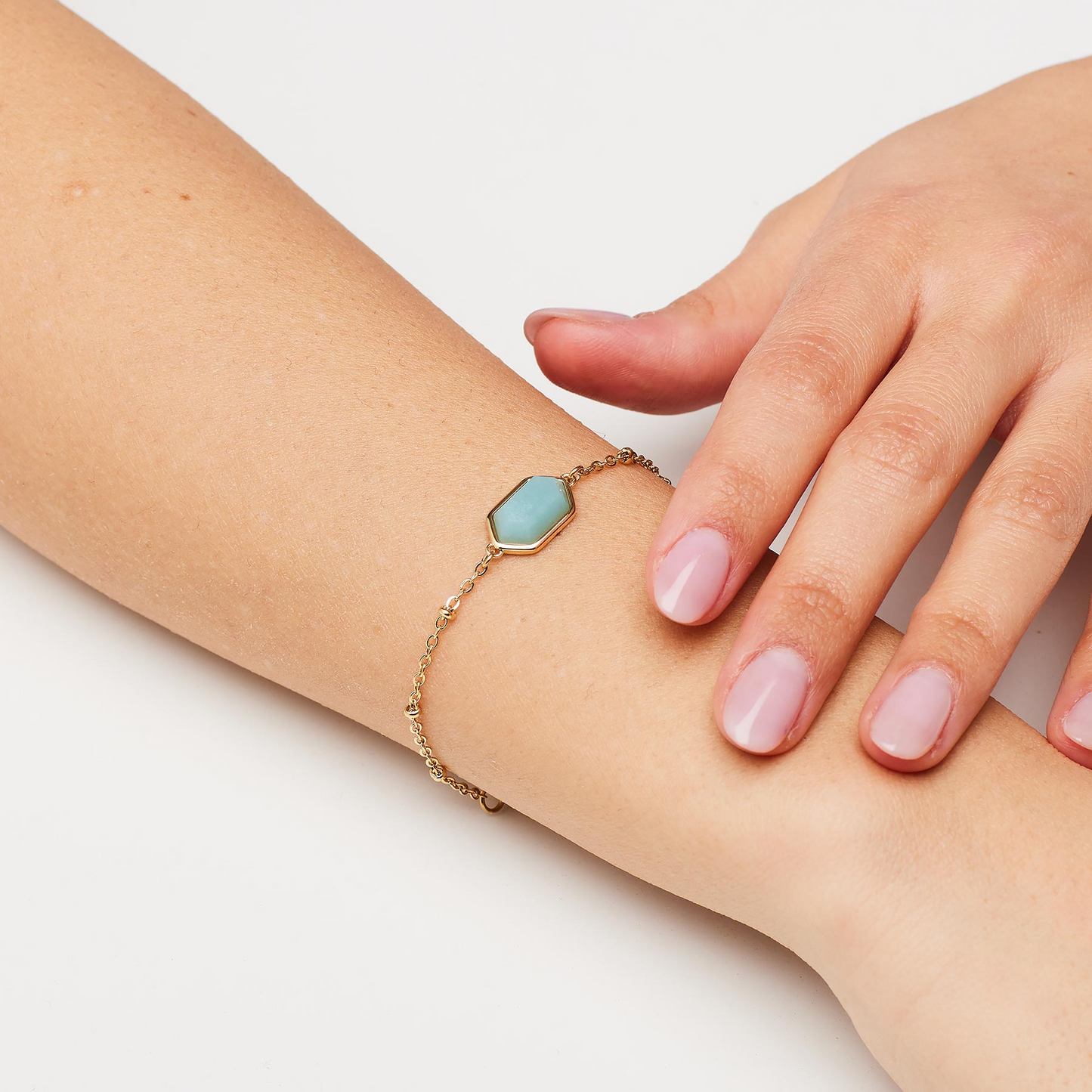 Amazonite Bracelet in Gold Plated Stainless Steel