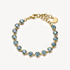 Colored Crystal Link Bracelet in Gold Plated Stainless Steel