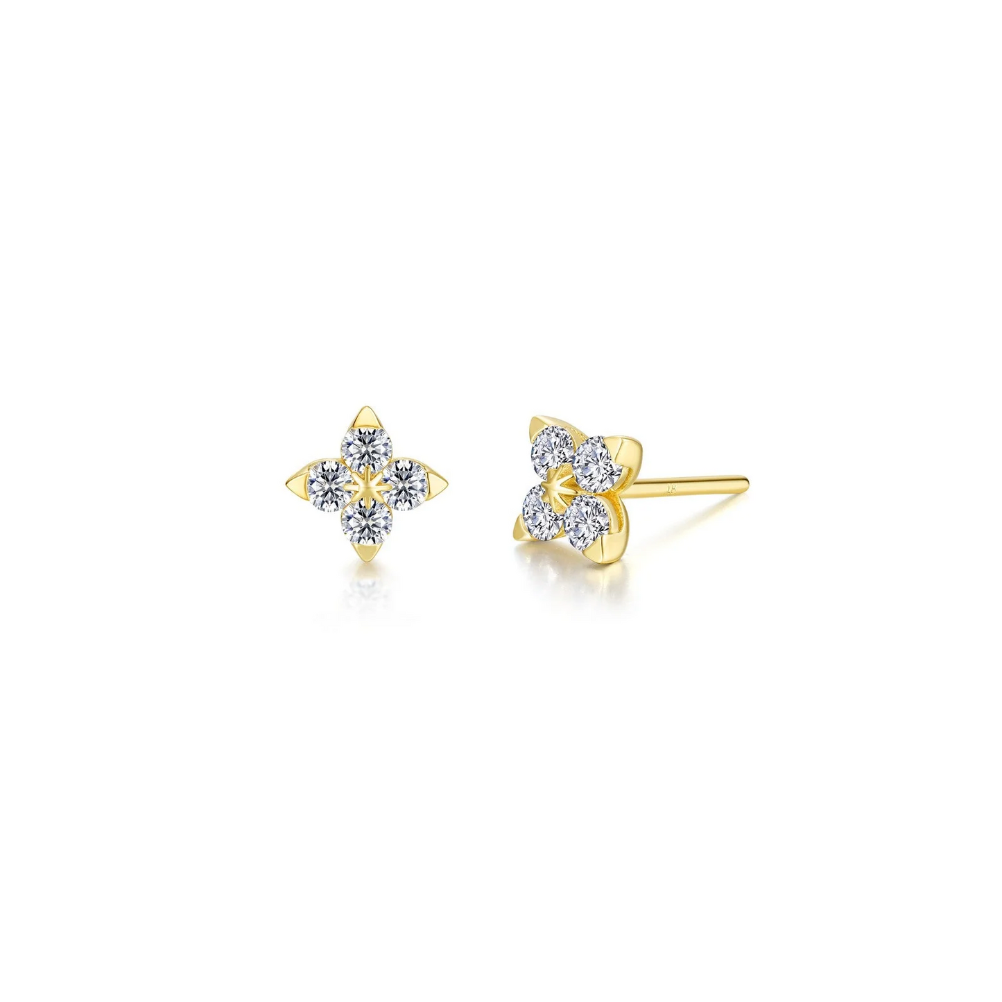 Floral Stud Earrings in Gold Plated Sterling Silver