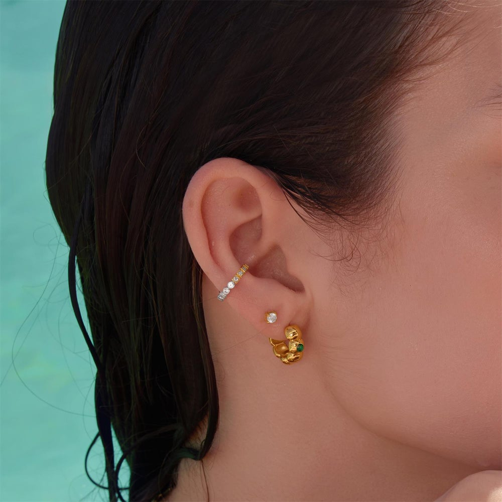 Reversible Puffy Hoop Earrings in Gold Plated Sterling Silver