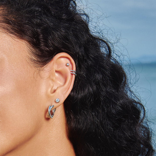Entwined Dual Hoop Earrings in Sterling Silver