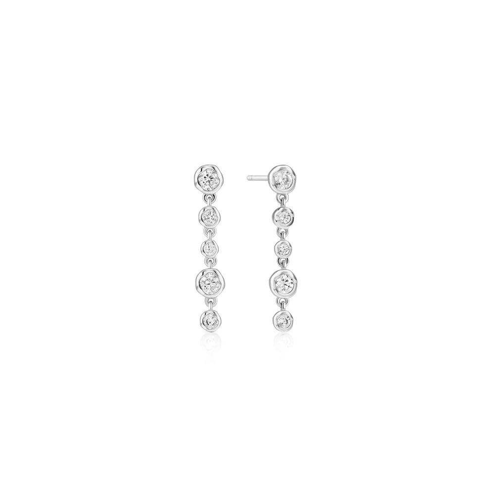 Cascade Bezel Drop Earrings in Sterling Silver