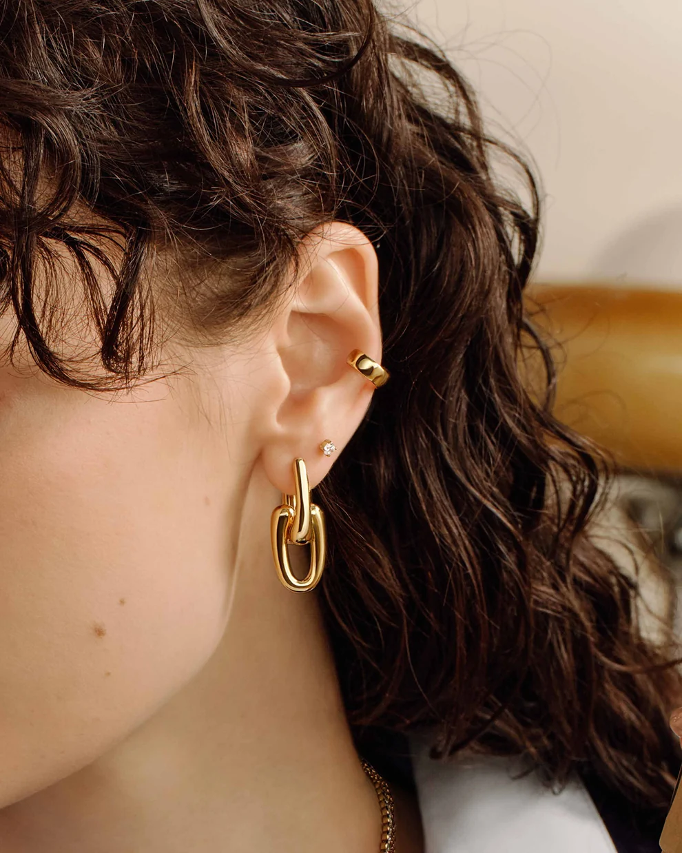 Sculptural Interlocking Hoops in Gold Plated Sterling Silver