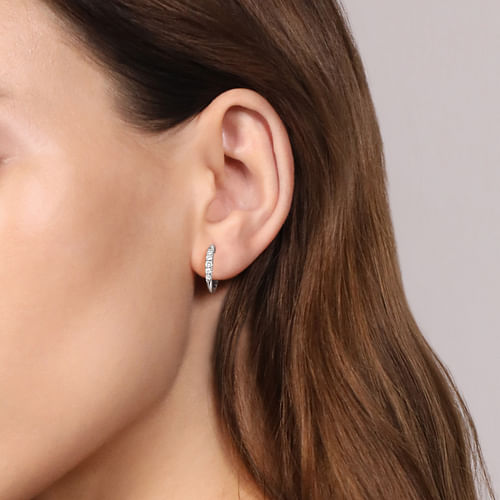 Diamond Huggie Earrings in 14K White Gold