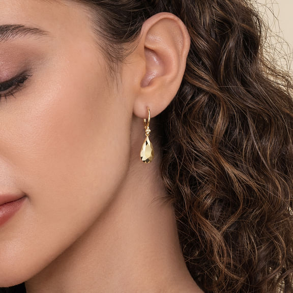 Textured Drop Earrings in 14K Yellow Gold