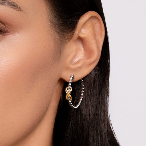 Infinity Hoop Earrings in Sterling Silver & 14K Yellow Gold