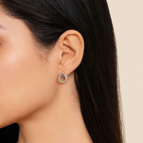 Interlocking Knocker Earrings in Sterling Silver & 14K Yellow Gold