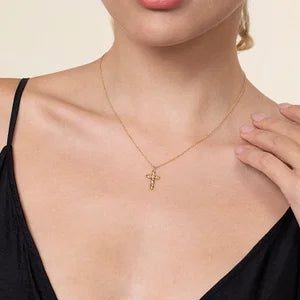 Diamond Cross Necklace in 14K Yellow Gold