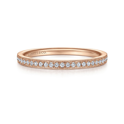 Diamond Pave Stackable Band in 14K Rose Gold