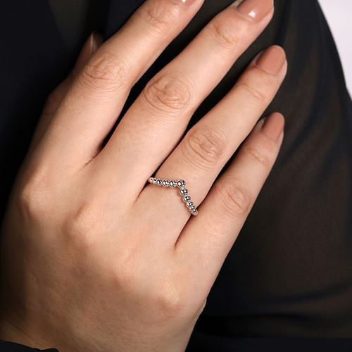 Beaded V Band in Sterling Silver
