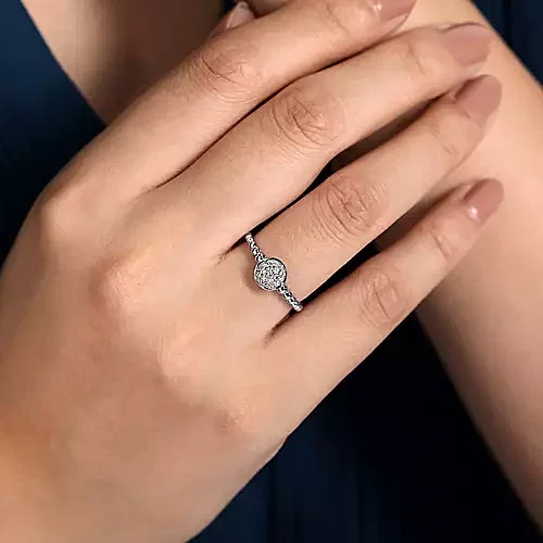 White Sapphire Pave Bujukan Ring in Sterling Silver