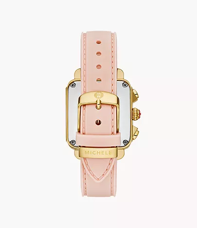 Deco Sport Chronograph Gold-Plated Ballet Pink Silicone Watch by Michele Watches