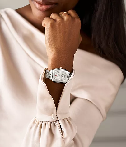 Deco Mid Stainless Diamond Dial Watch by Michele Watches