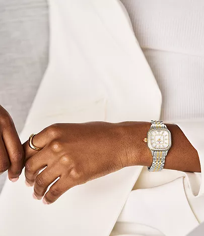 Meggie Two-Tone 18K Gold-Plated Diamond Watch by Michele Watches