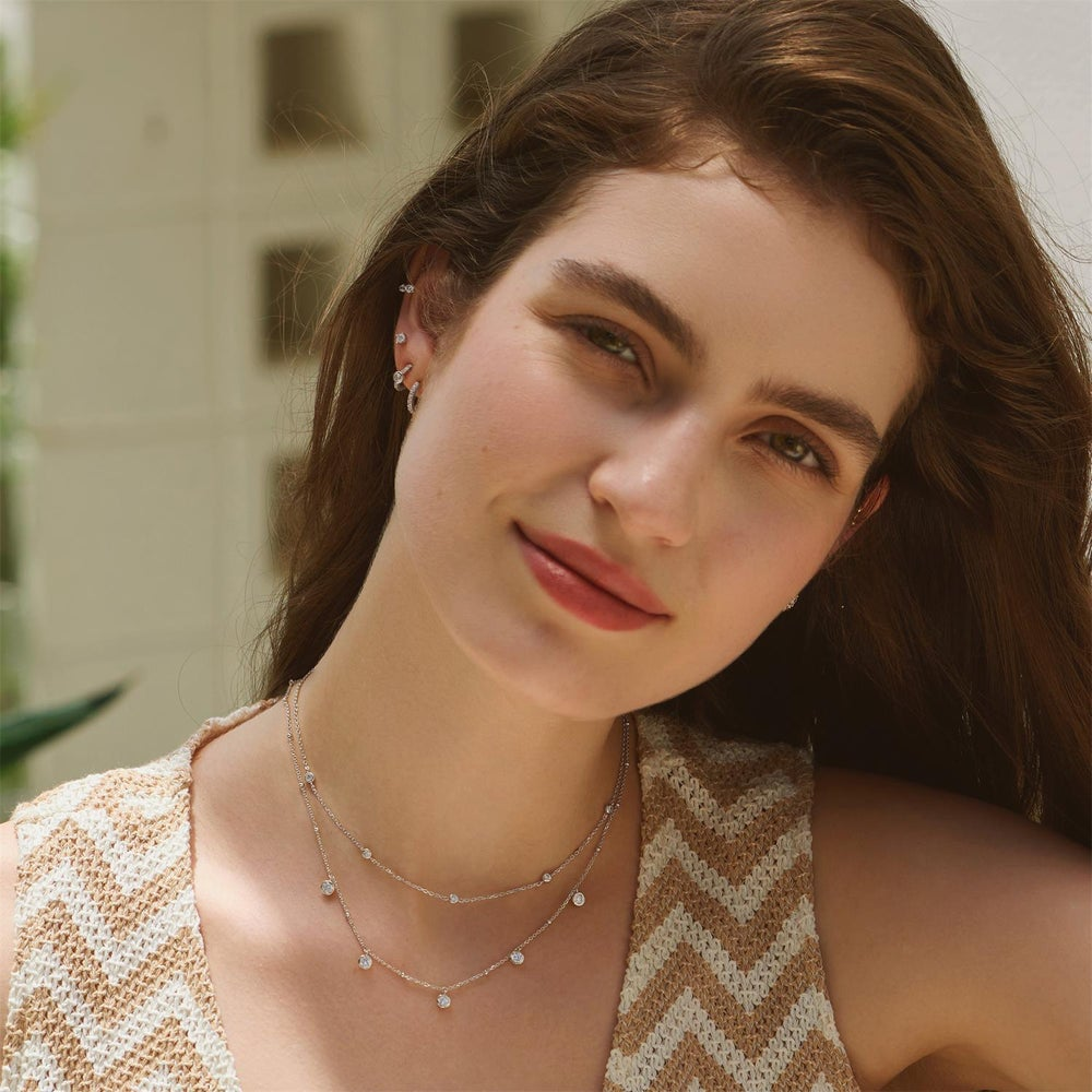 Bezel Droplet Necklace in Sterling Silver
