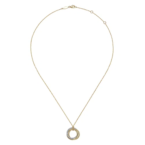 Diamond Interlocking Circles Pendant Necklace in 14K Two Tone Gold