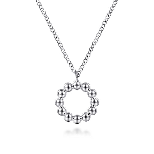Beaded Circle Necklace in Sterling Silver
