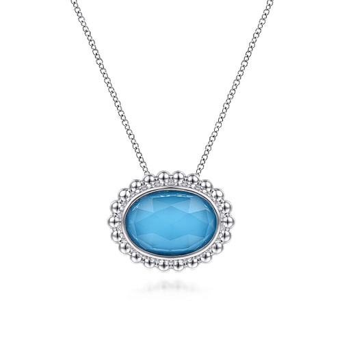 Rock Crystal & Turquoise Necklace in Sterling Silver
