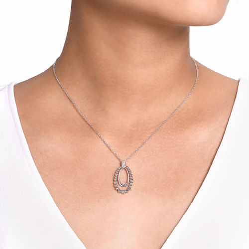 White Sapphire Double Drop Necklace in Sterling Silver