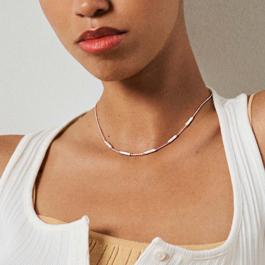 Cubic Zirconia Bianca Barrel Station Necklace Sterling Silver