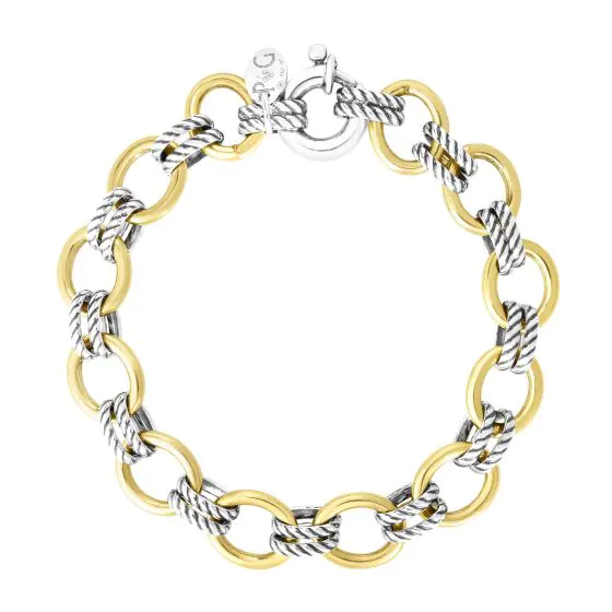 Doppia Link Bracelet in Sterling Silver & 18K Yellow Gold – JG