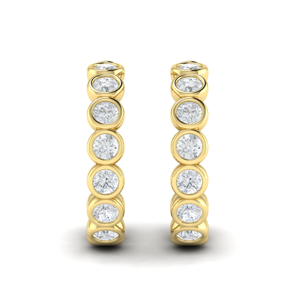 Diamond Bezel Half Hoop Earrings in 14K Yellow Gold