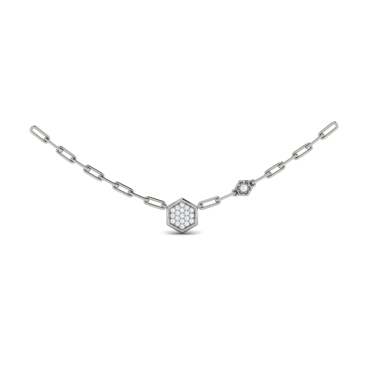 Diamond Station Necklace in 14K White Gold