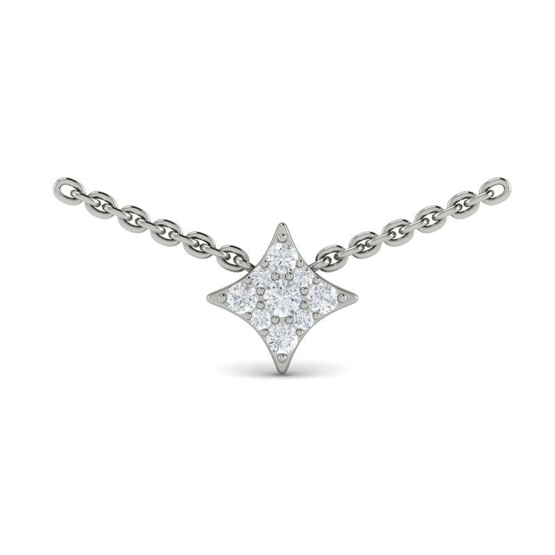 Diamond Burst Necklace in 14K White Gold