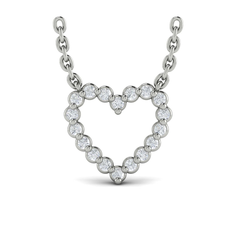 Diamond Open Heart Necklace in 14K White Gold