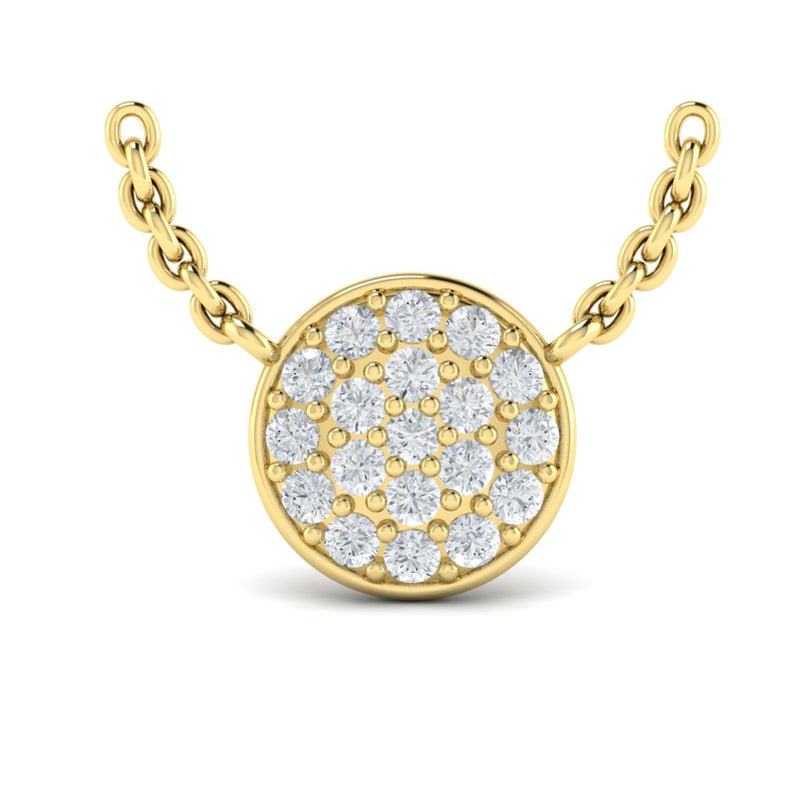 Diamond Pave Disc Necklace in 14K Yellow Gold