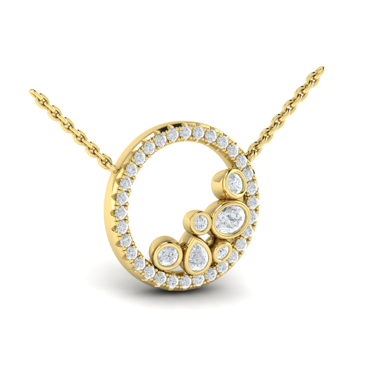 Diamond Circle Necklace in 14K Yellow Gold