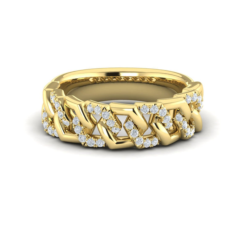 Diamond Chain Link Band in 14K Yellow Gold