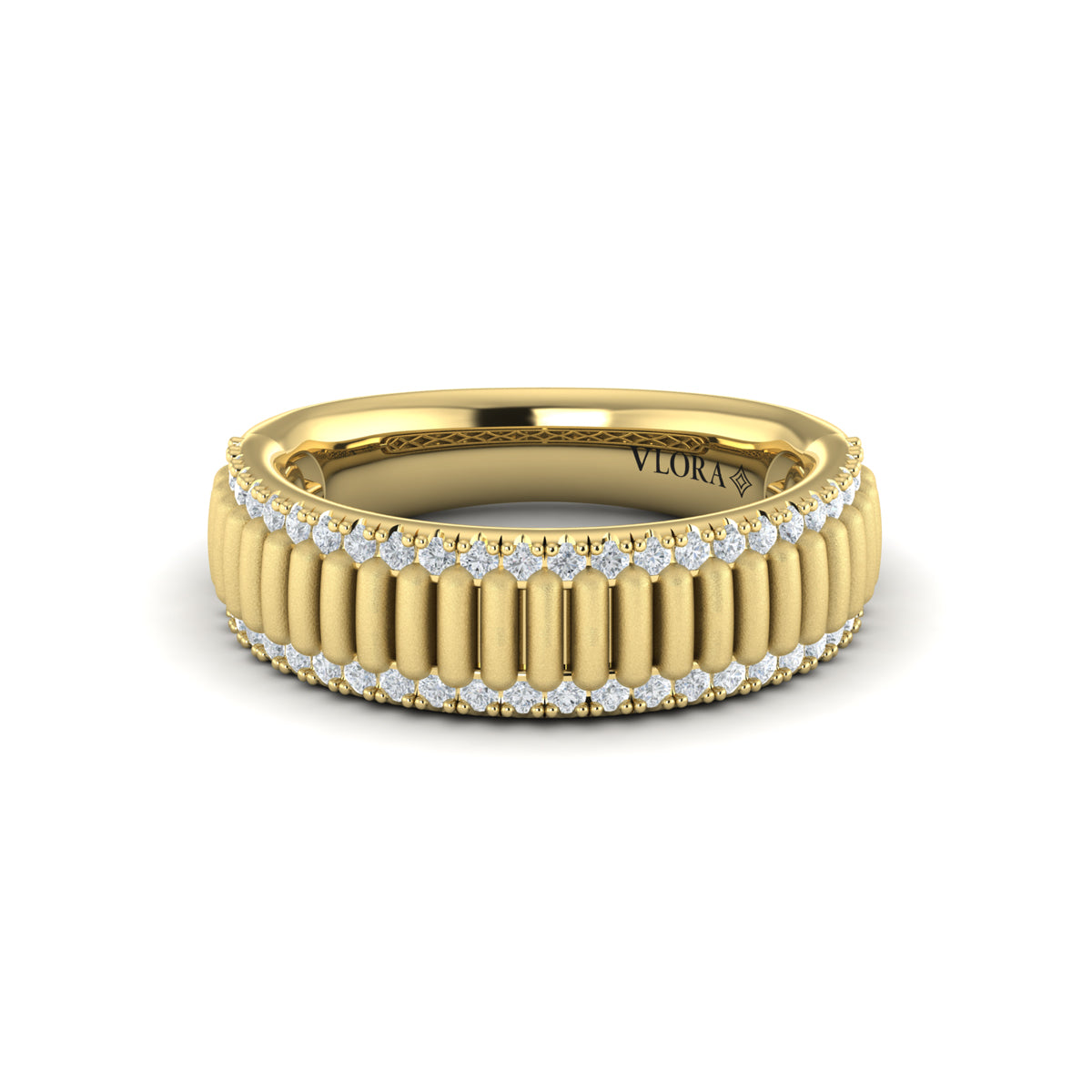 Diamond Ribbed Fashion Band in 14K Yellow Gold