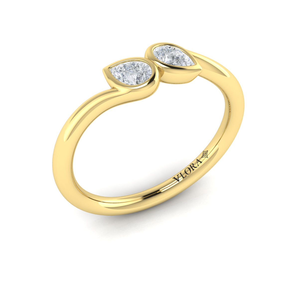 Diamond Two Stone Ring in 14K Yellow Gold